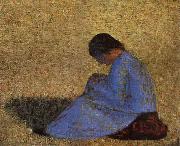 Georges Seurat The Countrywoman sat on the Lawn oil painting